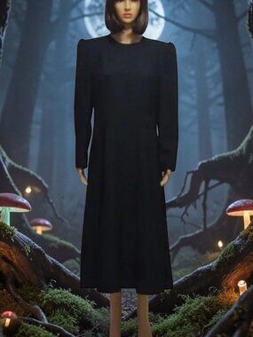 Vintage Goth Grunge Dark Princess Bride Black Dress 80s Ellen Hart Size 12